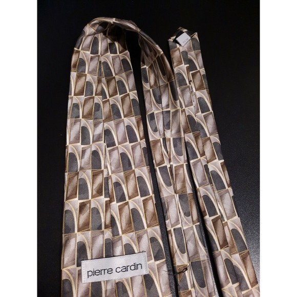 Pierre Cardin 100% Silk Geometric Multicolor Neutral Tie - Picture 5 of 5
